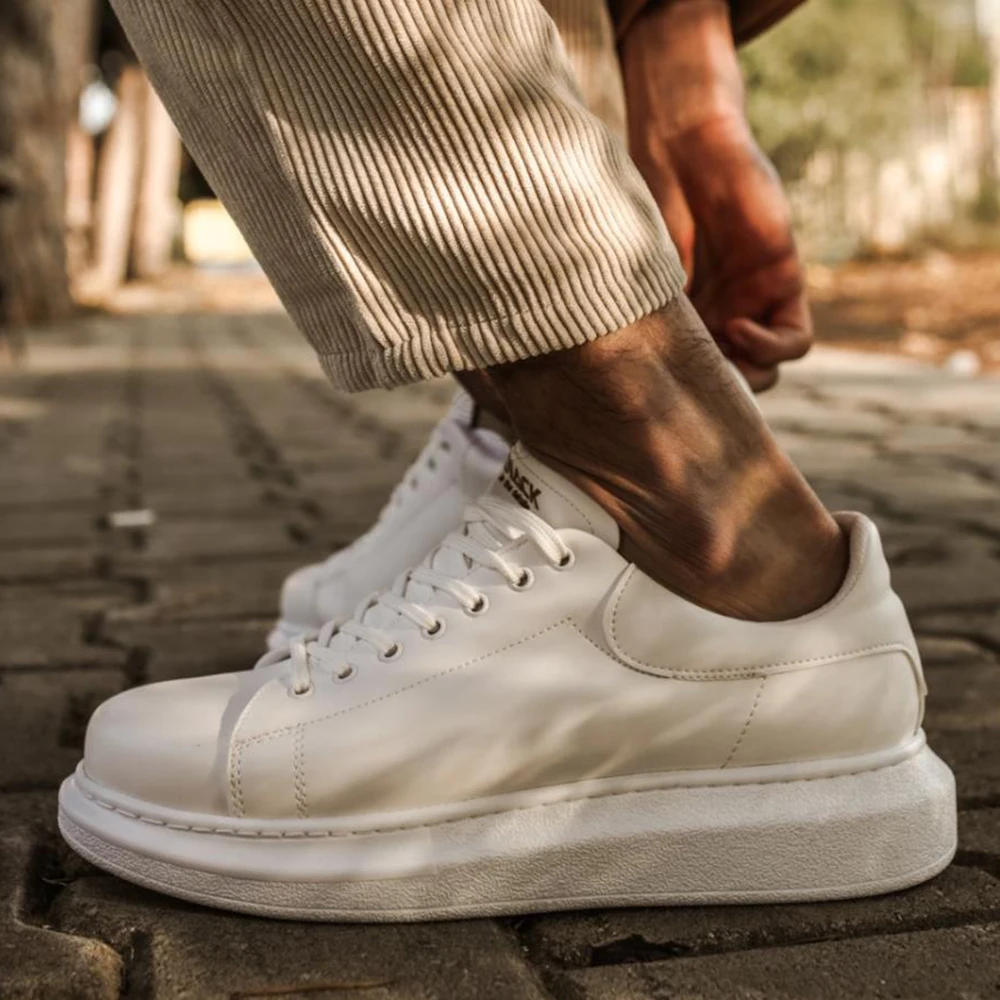 Knack Yüksek Taban Günlük Ayakkabı 044 Beyaz Şık Tasarım Men's Shoes Sports New Model Casual Stylish