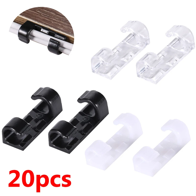 

5/20PCS USB Cable Protector Charging Wire Holder Desktop Telephone Line Cable Organizer Clips Winder Sleeve Self-Adhesive