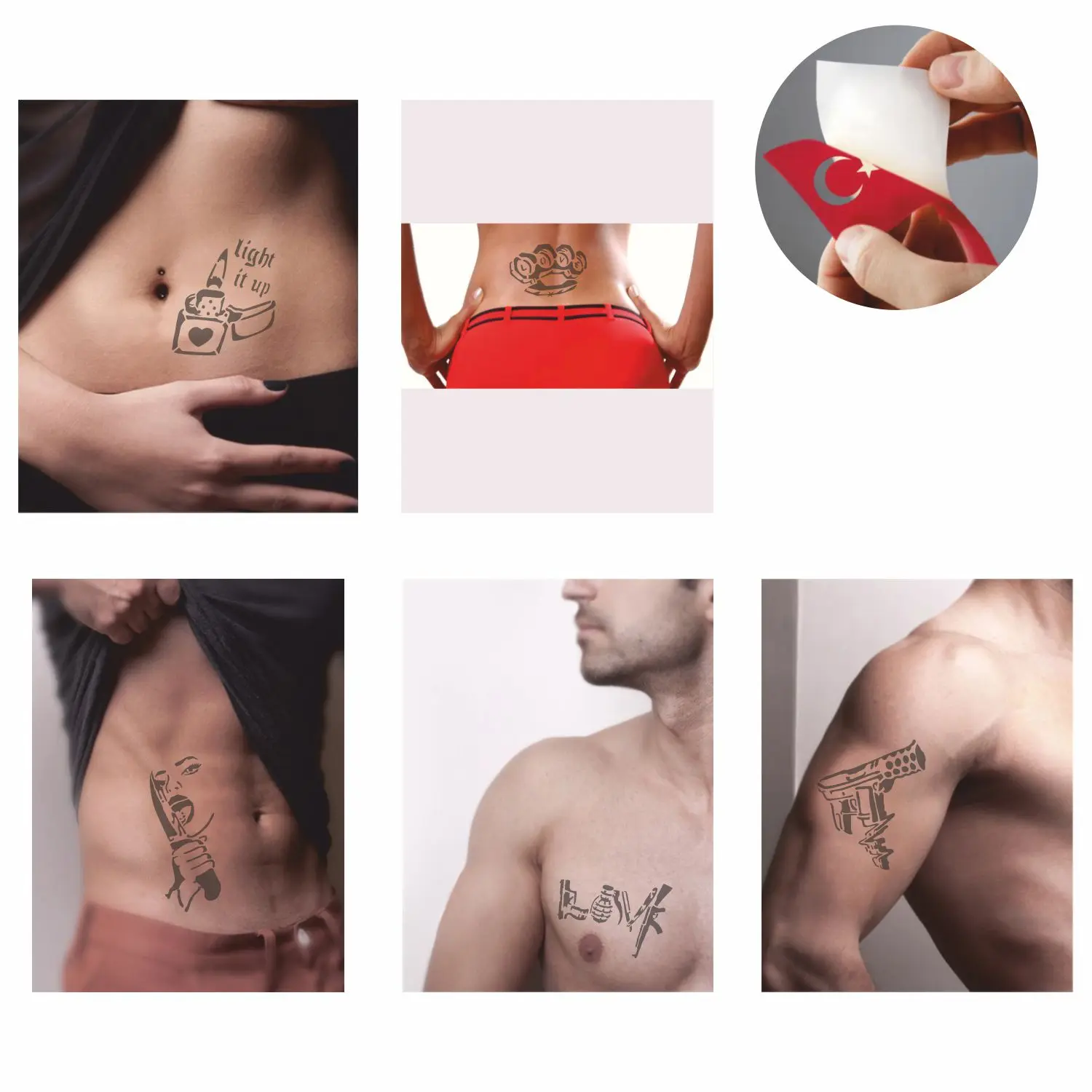 Один спрей татуировки комплект Временная татуировка модель 7|Временные тату| |