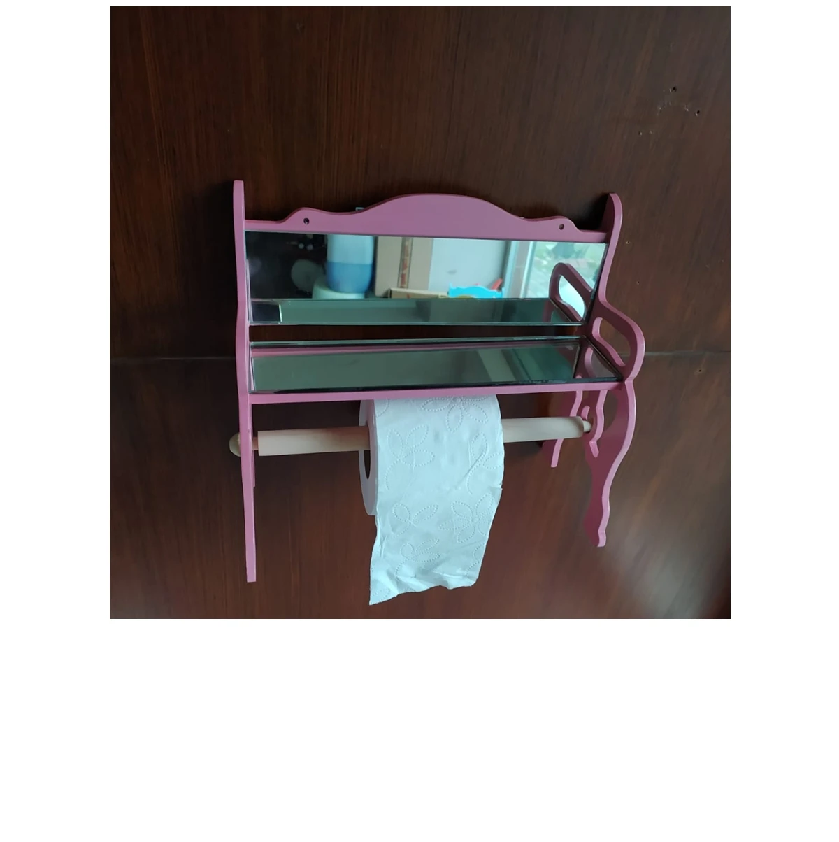 

Wooden Bamboo Makeup mirror Toilet Roll Towel Paper Holder Bathroom Kitchen Wall Mounted wall decoration spice condiment bottle