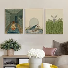 Винтажные настенные картины с изображением зеленого леса и оленя, современные таинственные картины на окна комнаты для девочек, постер на холсте в скандинавском стиле, домашний декор