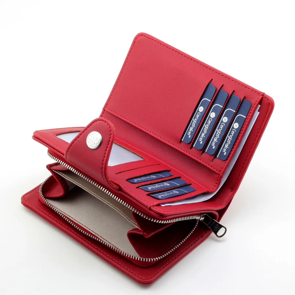 Luxury brand Women Wallet Female Short Purse Clutch Zipper Business Small Purse Card Holder Large Capacity Wallet Red