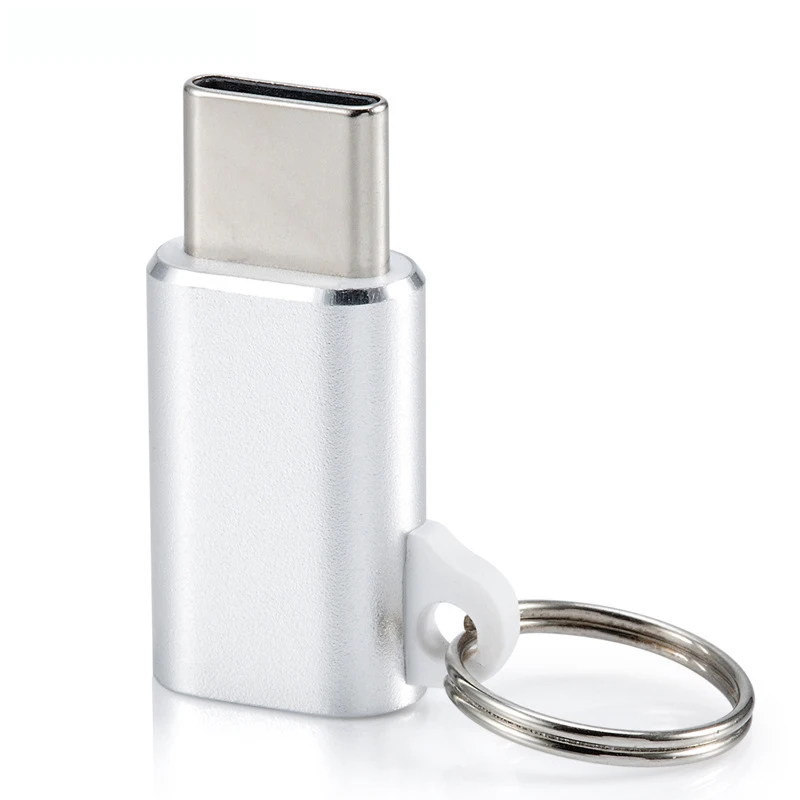 

500PCS bundle package Mobile phone adapter manufacturer Type-c adapter to Micro female rotor lanyard keychain Android adapter
