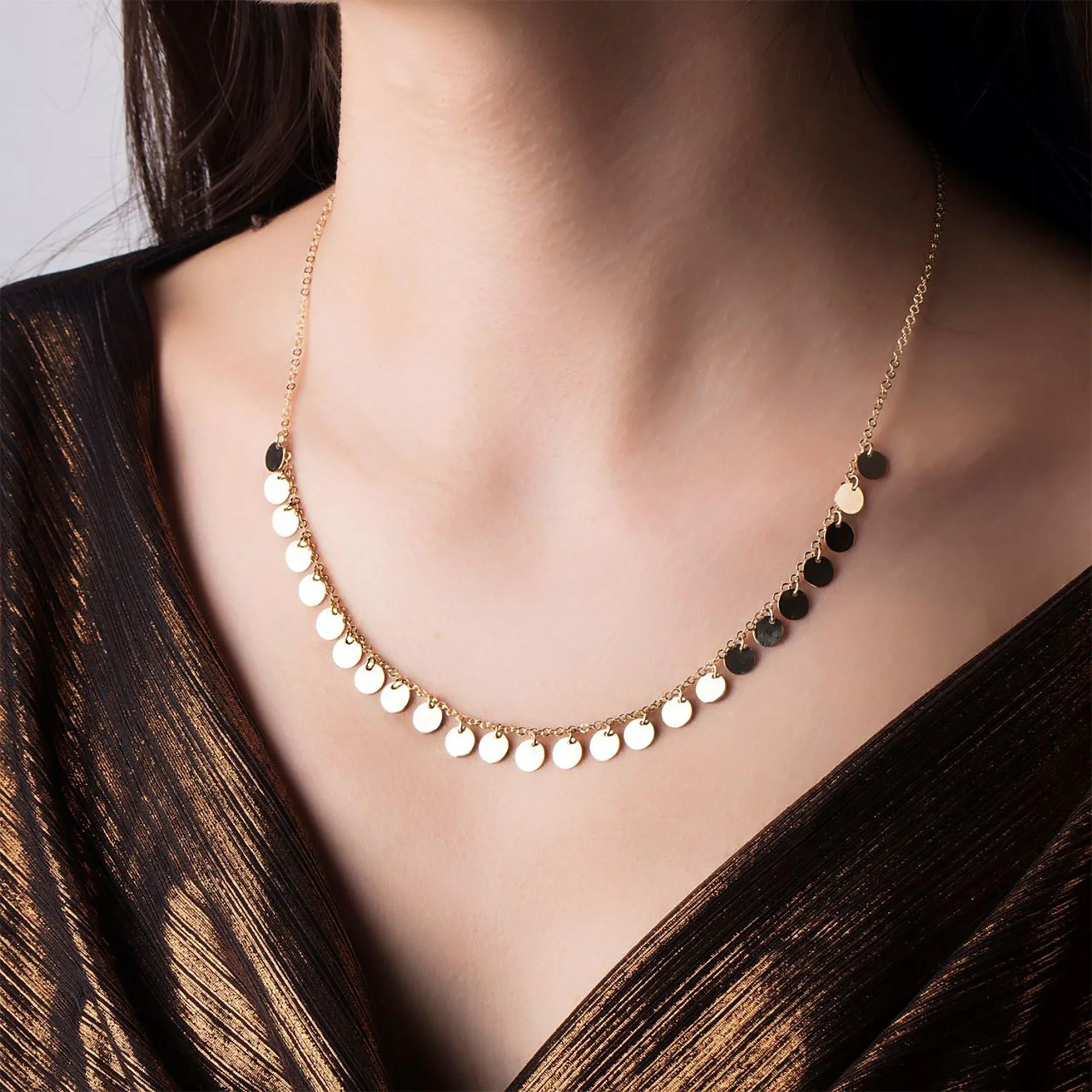 

Gold Multi-Circles Bib Necklace - Gift for Her - Necklace for Women - Birthday Gift