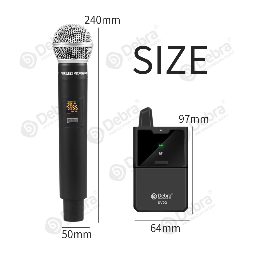Debra DV01/02H UHF Wireless Handheld Mic with Monitor Function  Support Custom Content Card For Interview Live Broadcast VLOG