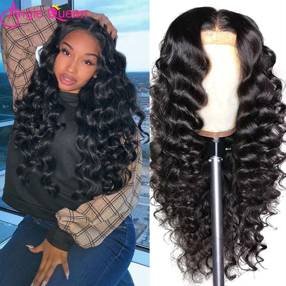 

Angie Queen Loose Deep Wave Wig 13x4 Transparent Lace Front Human Hair Wigs For Women Pre Plucked Remy Hair HD Lace Frontal Wig