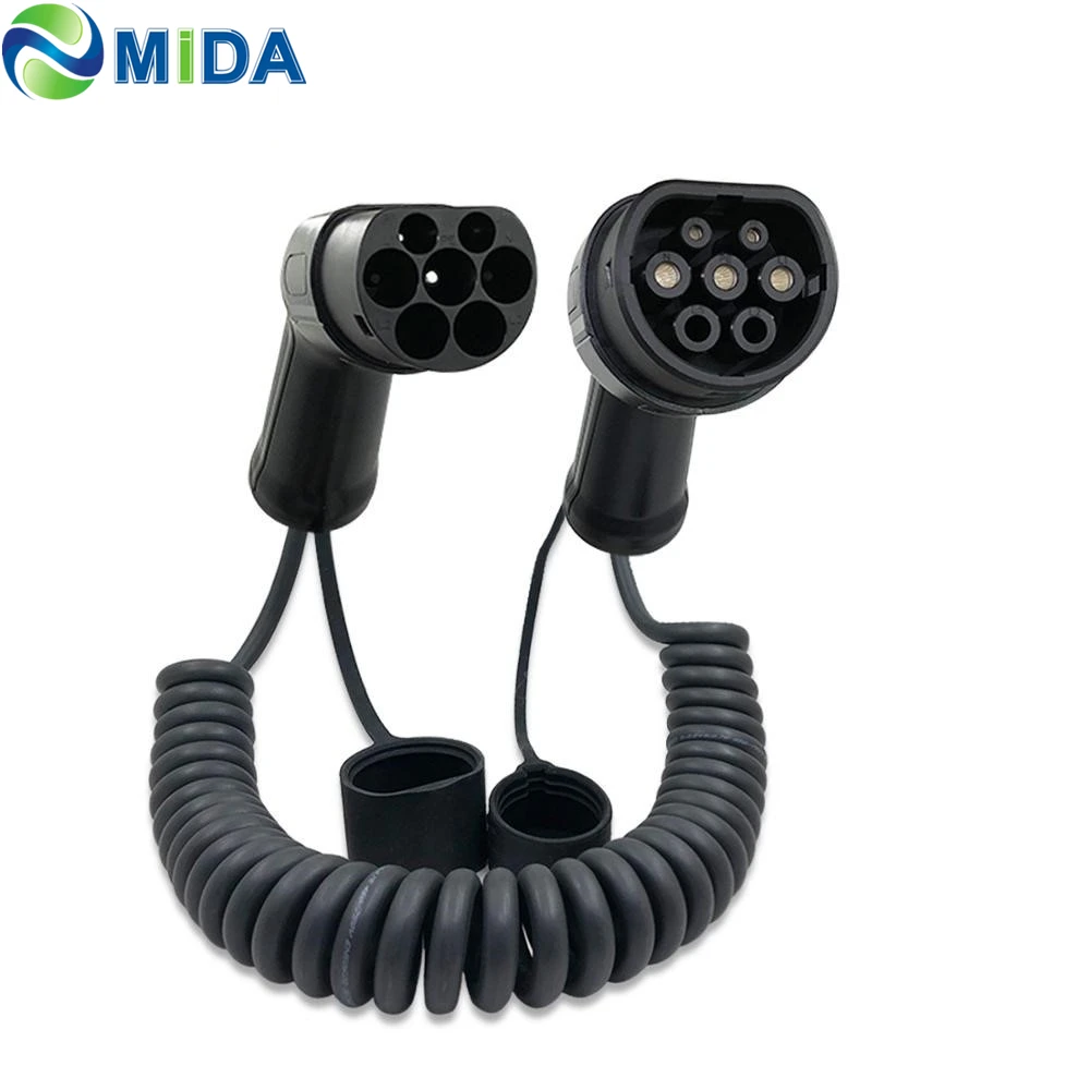 

EV Charging Cable Type 2 to Type 2 16A 32Amp Fast Charging Coiled Cable For Electric Car Charger