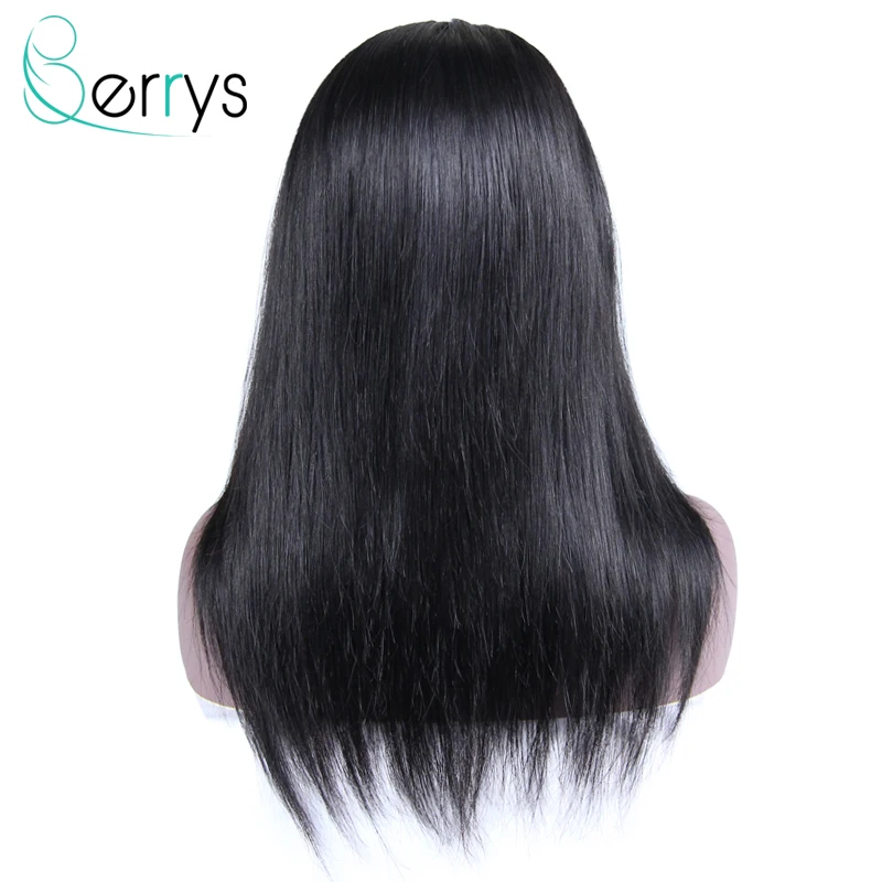 Индийские человеческие волосы Berrys прямые передние парики на сетке плотность 150%