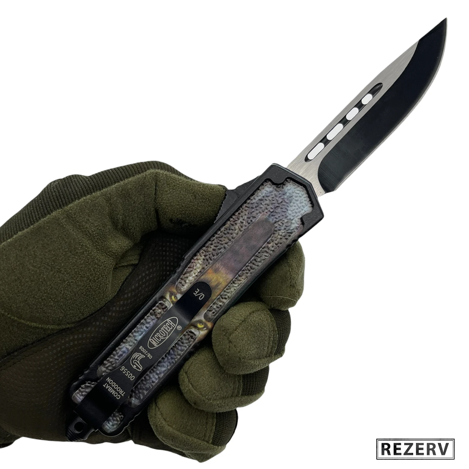 Нож фронтальный кнопочный Micro mod. 14 автоматический складной сталь 420 рукоять