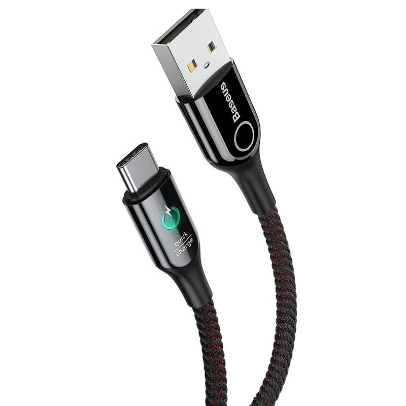 Кабель 1 м Baseus для зарядки телефона USB - Type-C с умным чипом отключение после заряда
