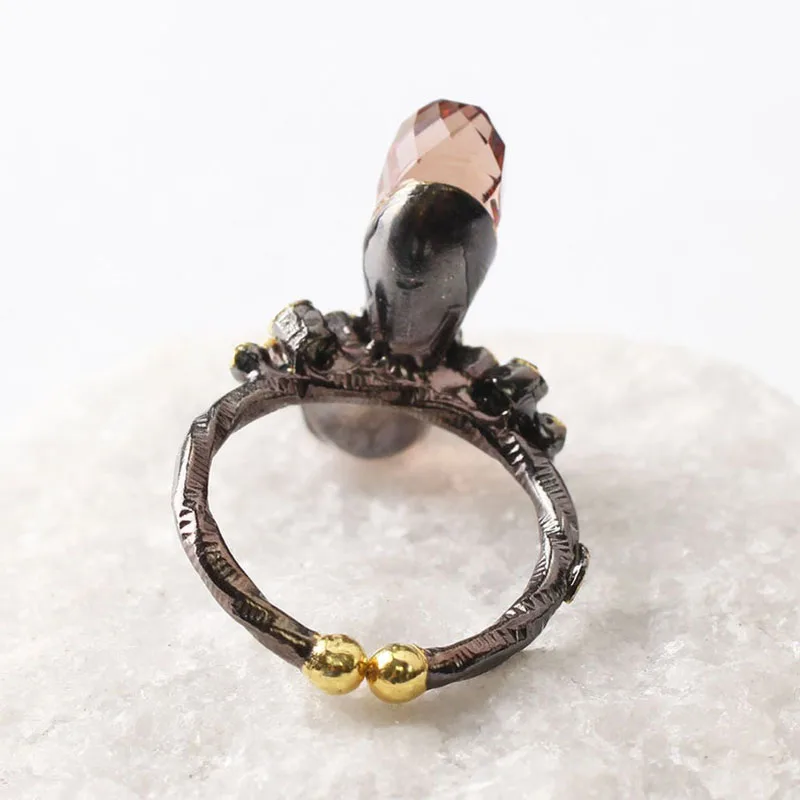 

Two Sultanite Womens Gold Plated Silver Ring, Woman 925 Silver Sultanite Handmade Ring, Colorful Oval Sultanite ring for women