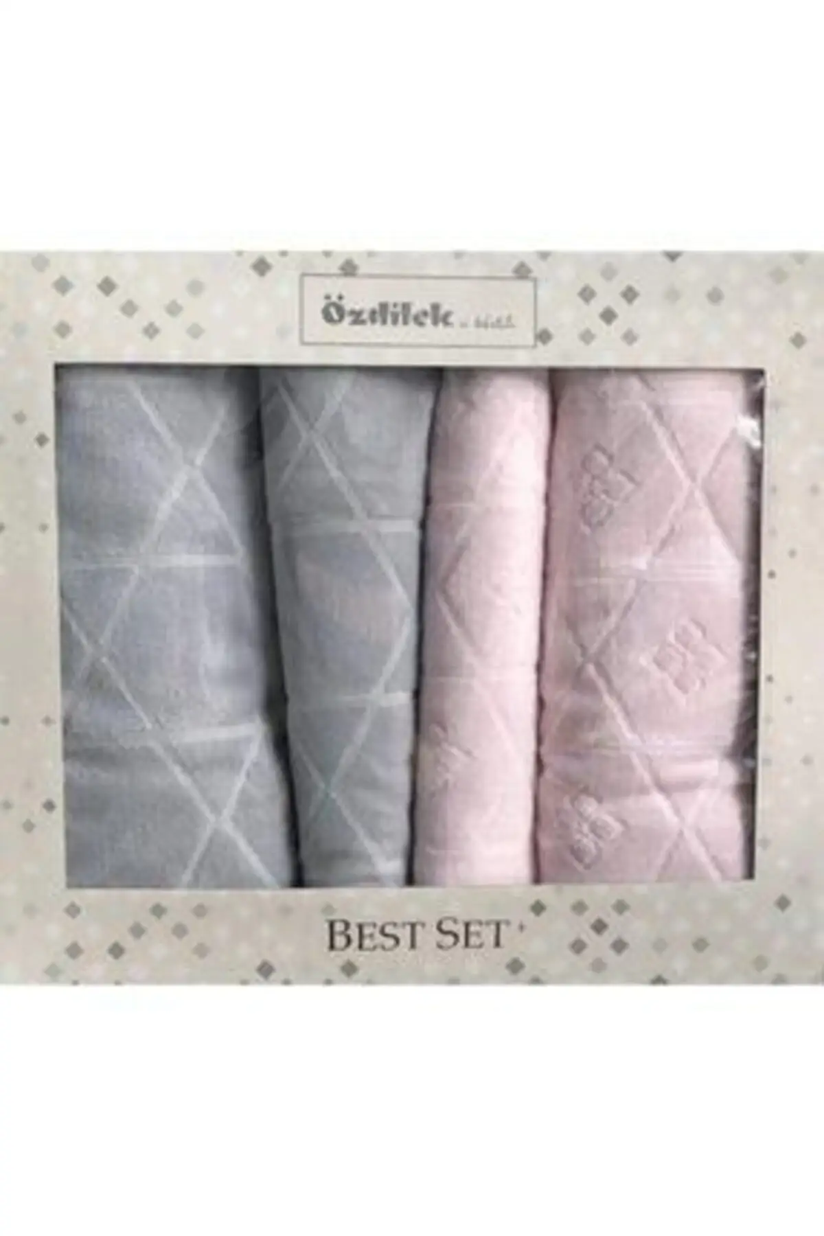 

Bath Towel Set Super Absorbent Soft 100 Cotton Women Men 4 Piece Gray Pink First Class