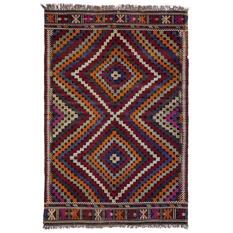 

Amazing Zig Zag Pattern Braided Fabric Soft Wool Knotted Diamond Shapes Embroidered 6x8 Hallway Rug for Home Decor Door Mat Rugs