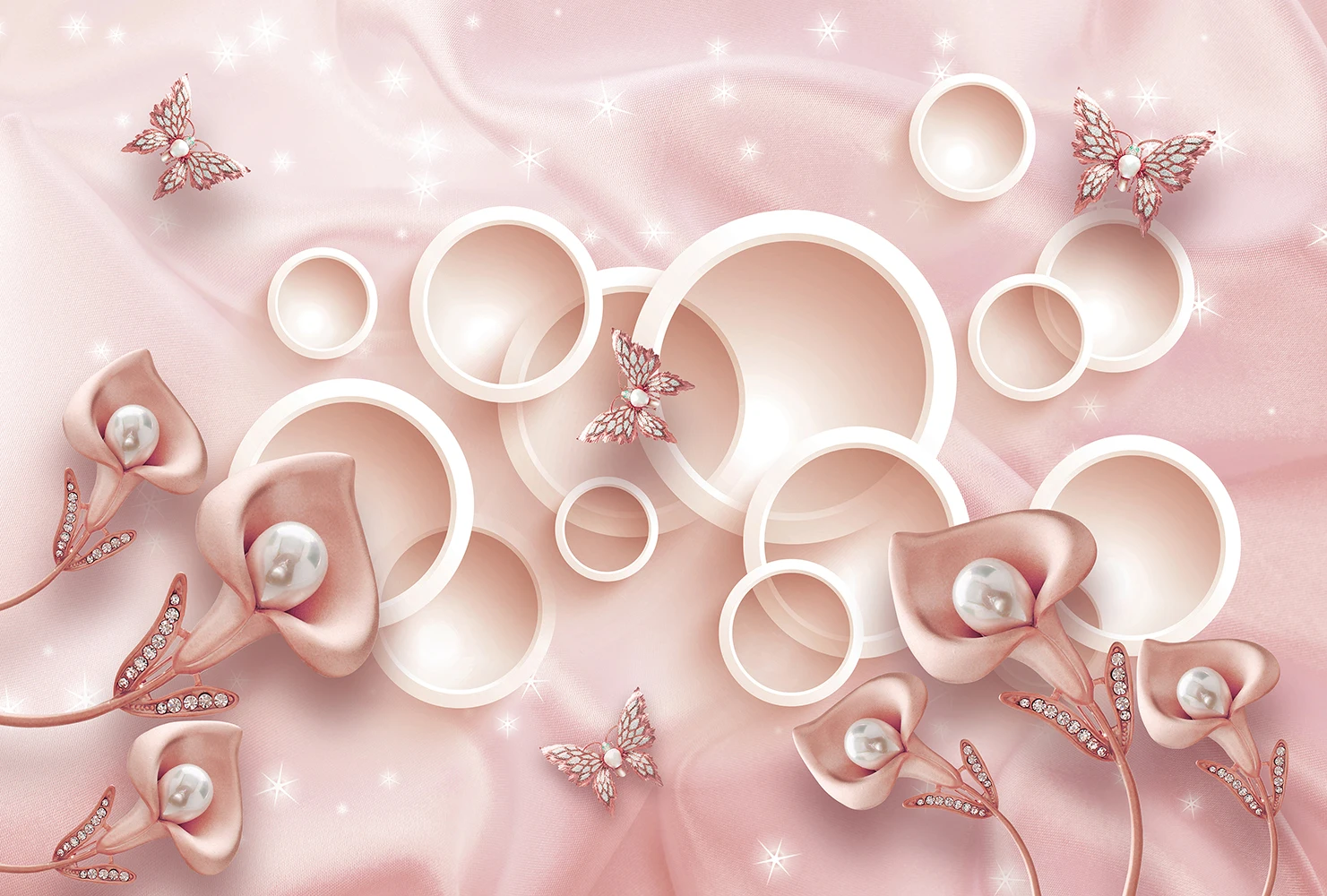 Фотообои категория Объемные арт. Т-207 Розовые лилии | Обустройство дома