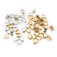 50pcs wholesale two color heart bead spacer charms alloy metal pendants for diy jewelry bracelet accessories making 66mm