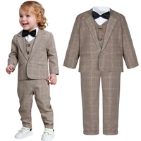 baby boy wedding suit toddler formal gentleman tuxedo infant winter birthday party casual fashion outfit set 5pcs