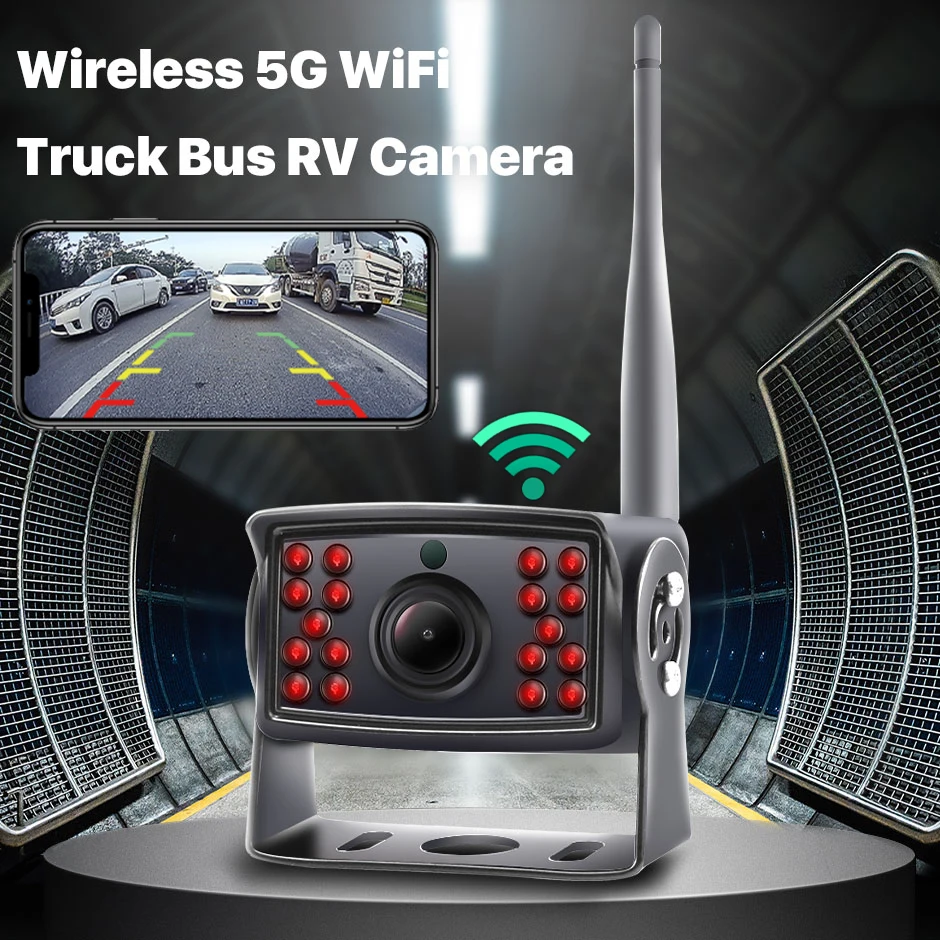$50.95 GreenYi 5G WiFi HD 720P 170 Degree 100M Wireless Bus Van Truck RV Car DVR Front Rear View Camera For IOS and Android Phone