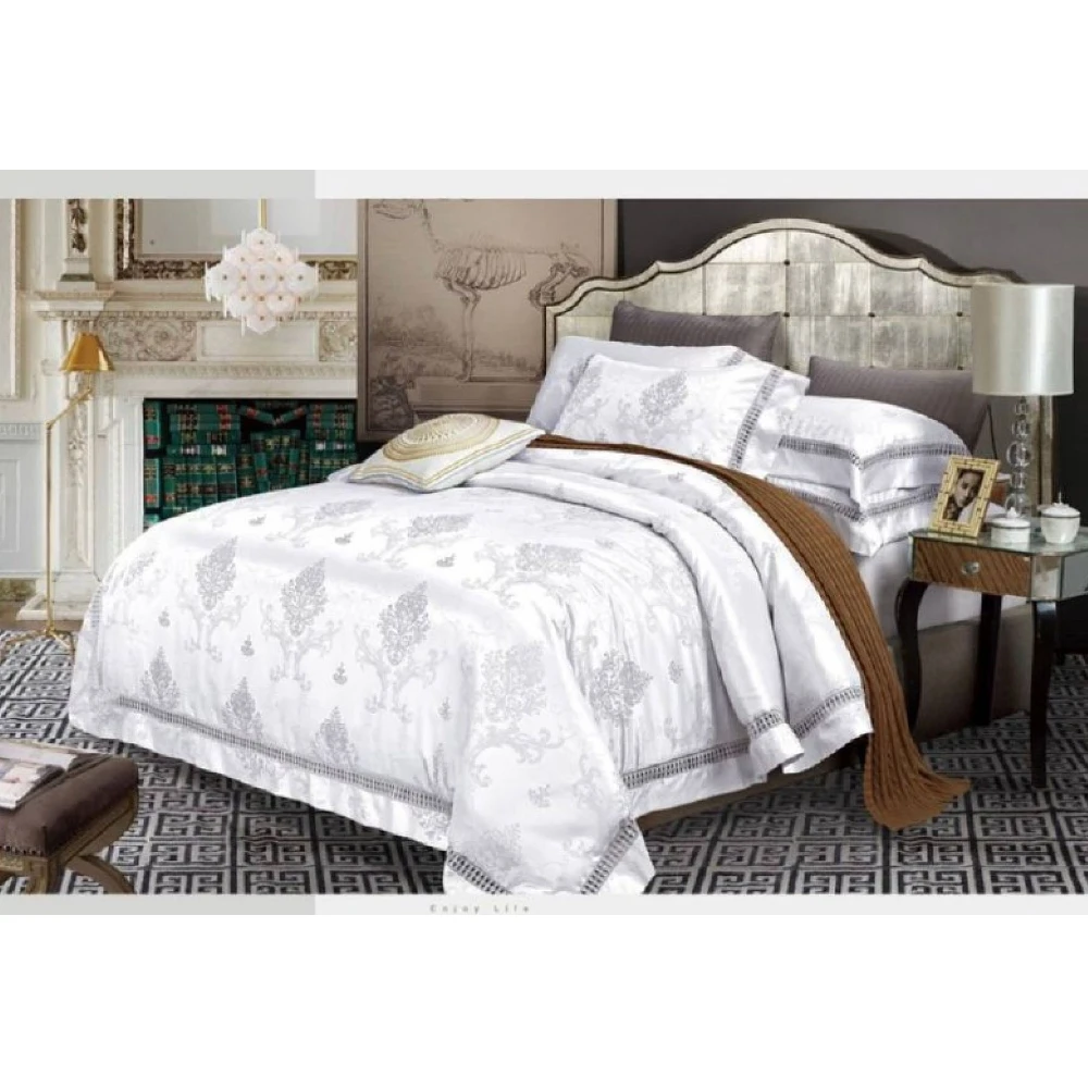 Gift Set bed linen satin Jacard euro bedding set Linens Bed cotton Satin Euro sets sheet Pillowcase Bedspread on the | Дом и сад