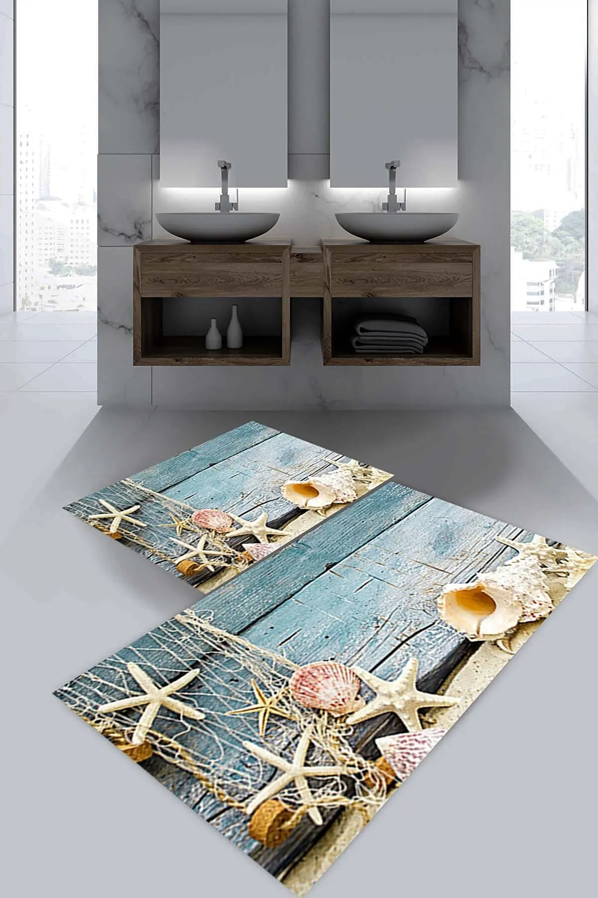 

Sea Star Bath Mat White Floor Colorful Leaf Bathroom Mat Sea Peel 2 Piece High Quality Modern Home Decoration