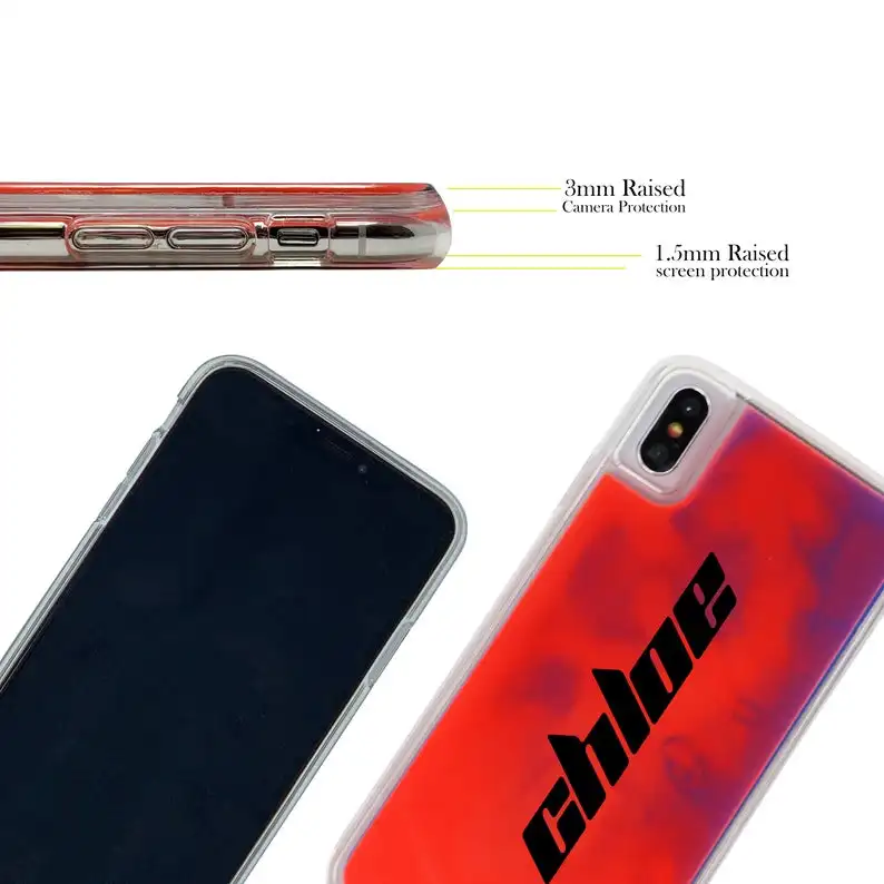 Personalized Neon Dark Pink Red Phone Case Protective Sturdy for iPhone 11 pro x xs XR 6 6s 7 8 plus max case 90s inspired Slime | Мобильные