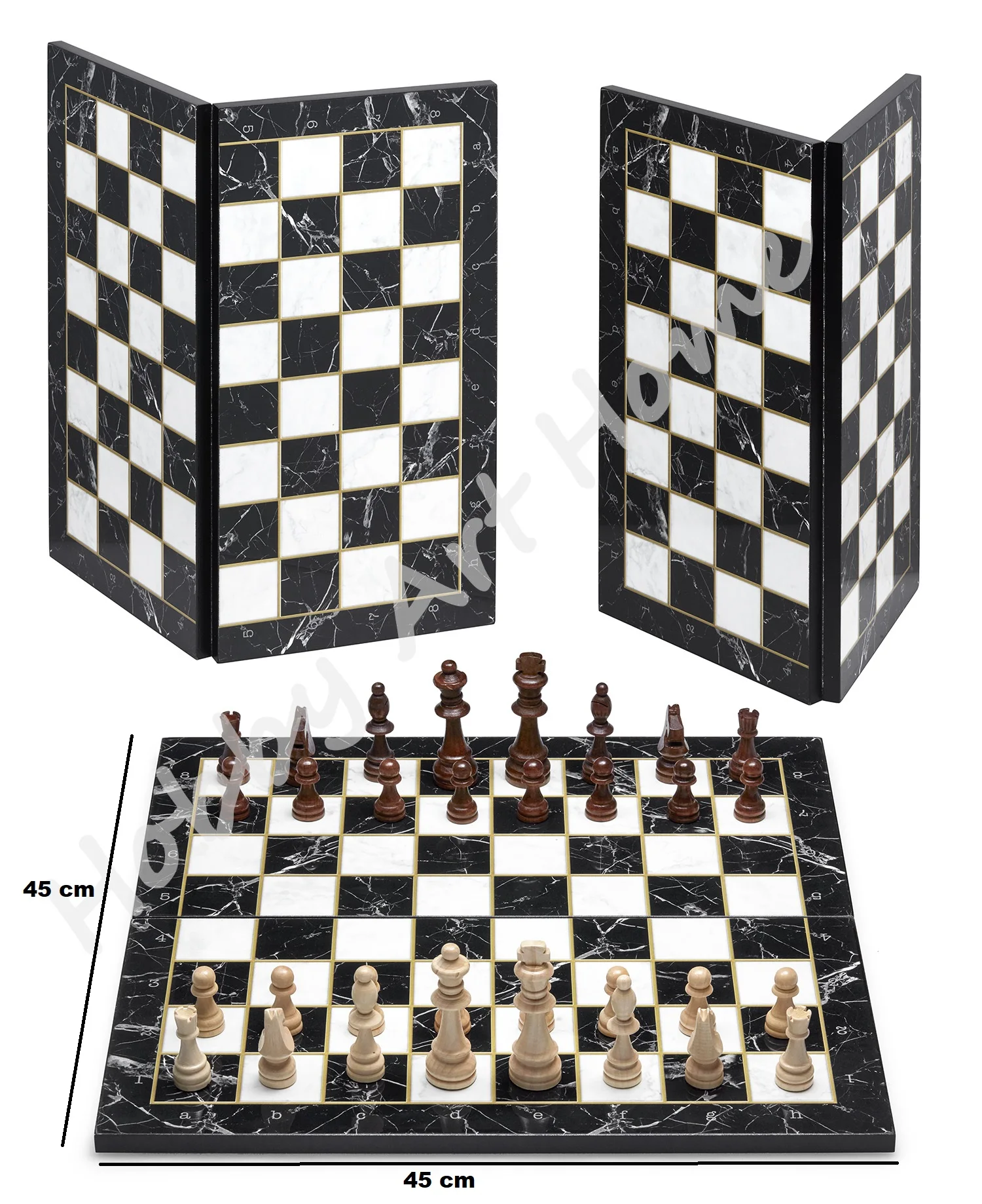 Premium Marble Chess Set 45x45 cm Wooden Folding Cloth Covered Large Top Quality Game Board Oak Wood Checkers Kids Gift Ajedrez