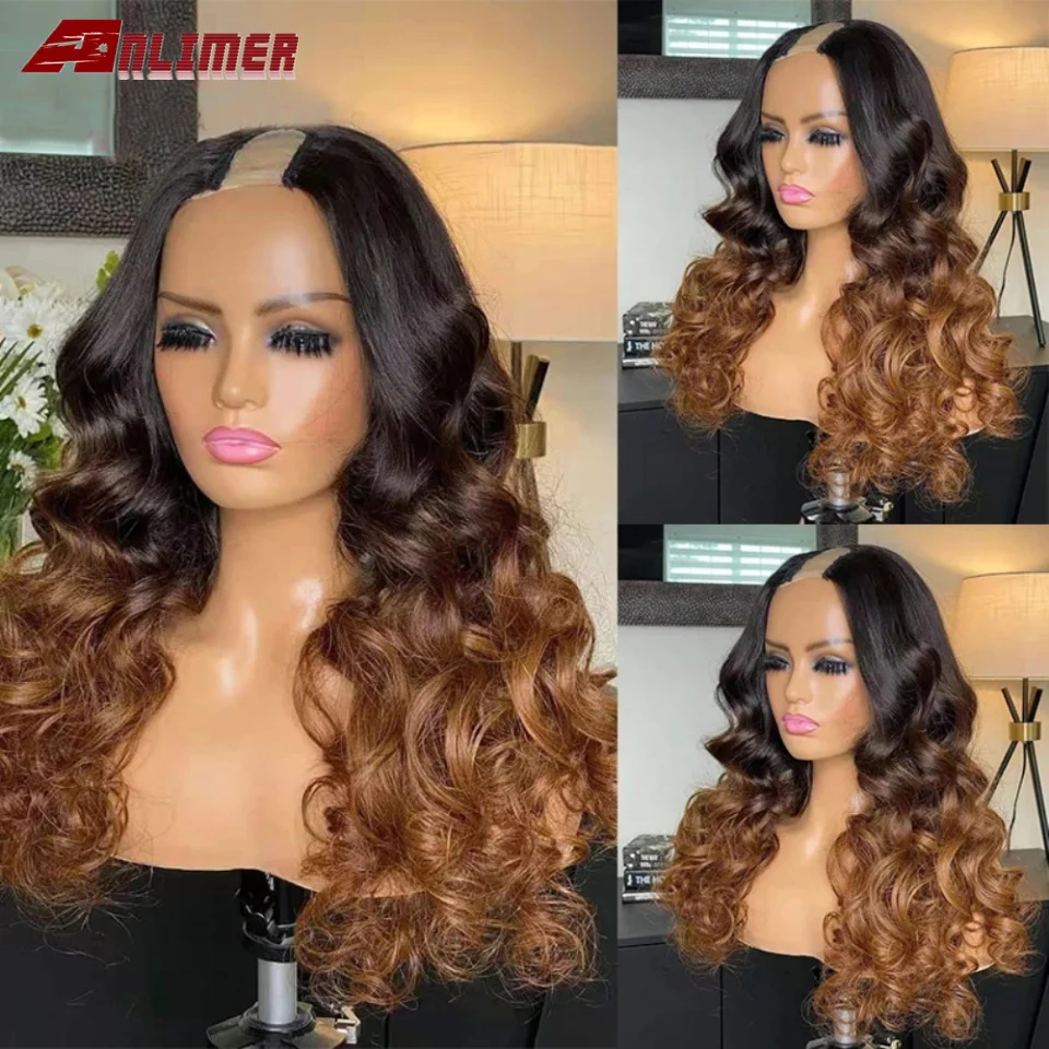 250% Full Density 1x3'' Upart Human Hair Wigs Body Wave U Part Wig Peruvian Glueless Middle/Left/Right Part U Shape Wigs