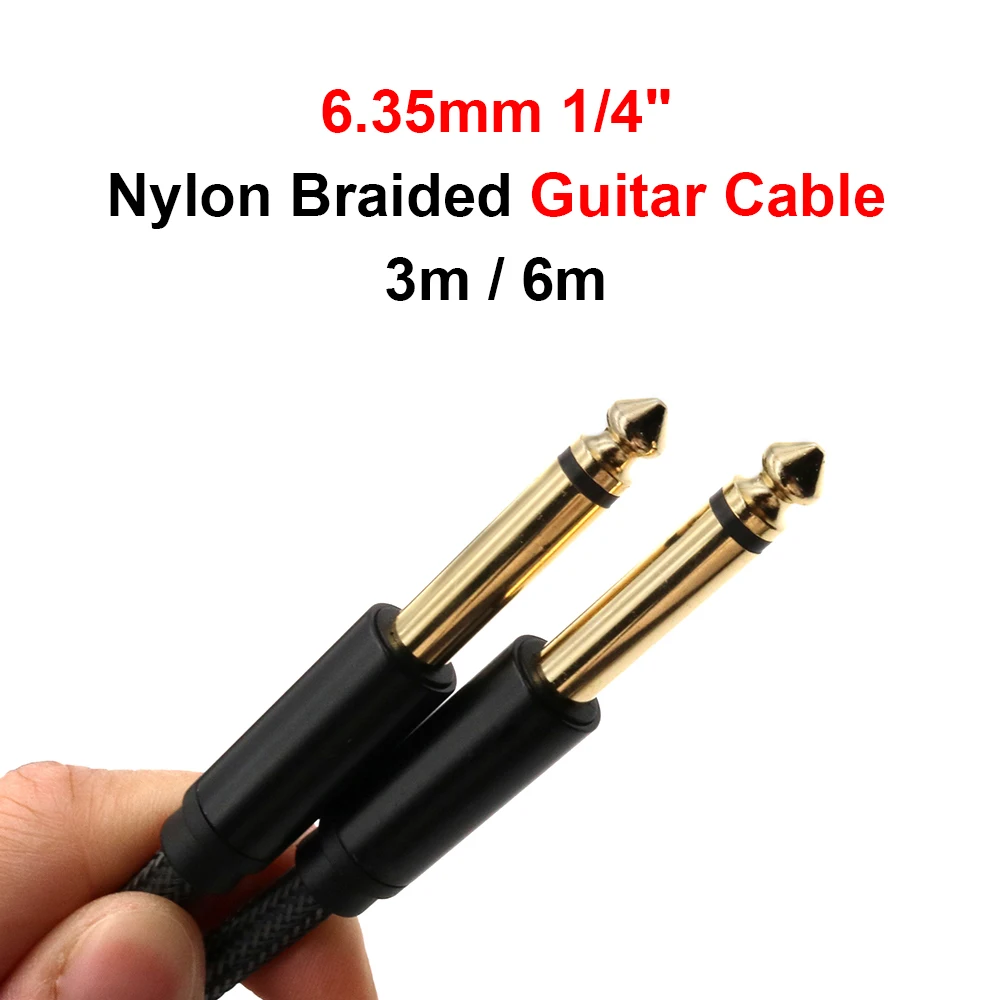 6.35mm 1/4" 3m / 6m Guitar Cable Nylon Braided Guitar Cord Mono Jack Instrument Cable for Electric Guitar, Bass, Amp etc.