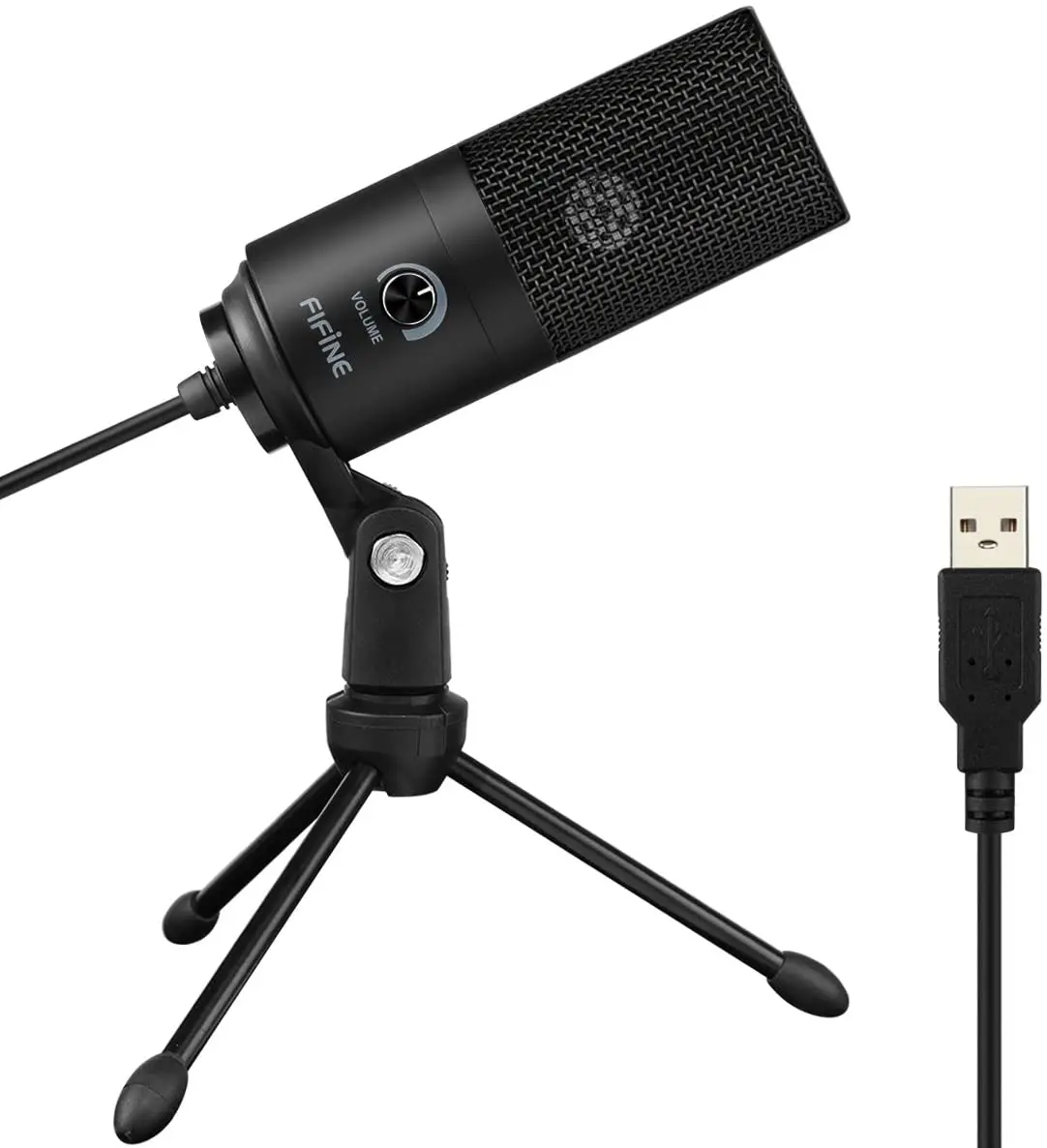 Микрофон Fifine K669B (Black) USB конденсаторный штатив-тринога регулятор громкости для