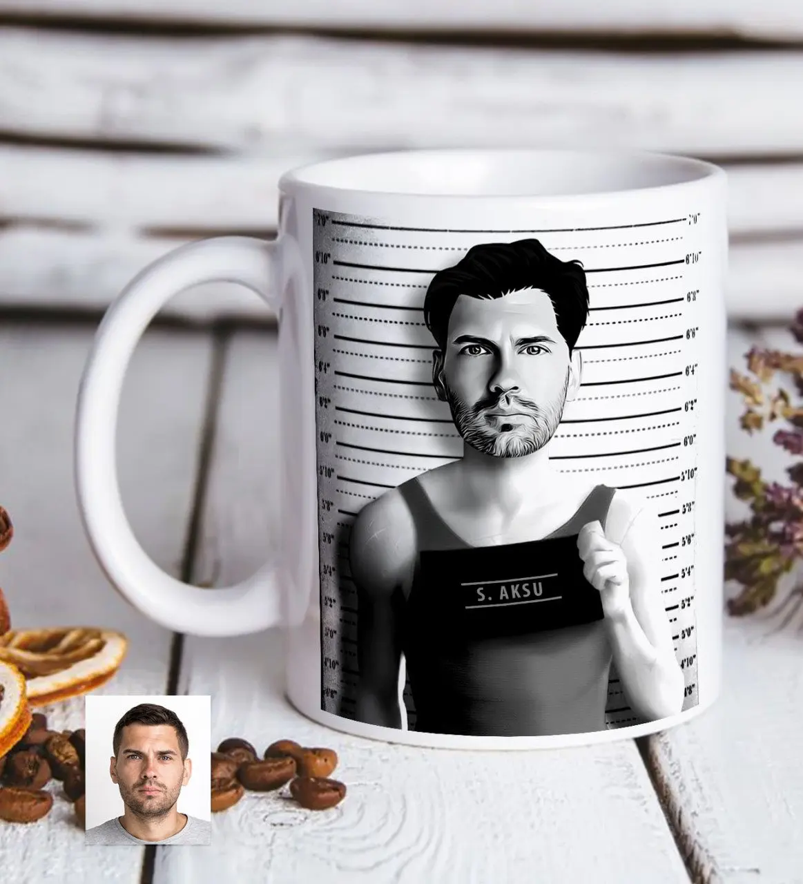 

Персонализированные Для мужчин уголовного карикатура белая кружка Bardak-1