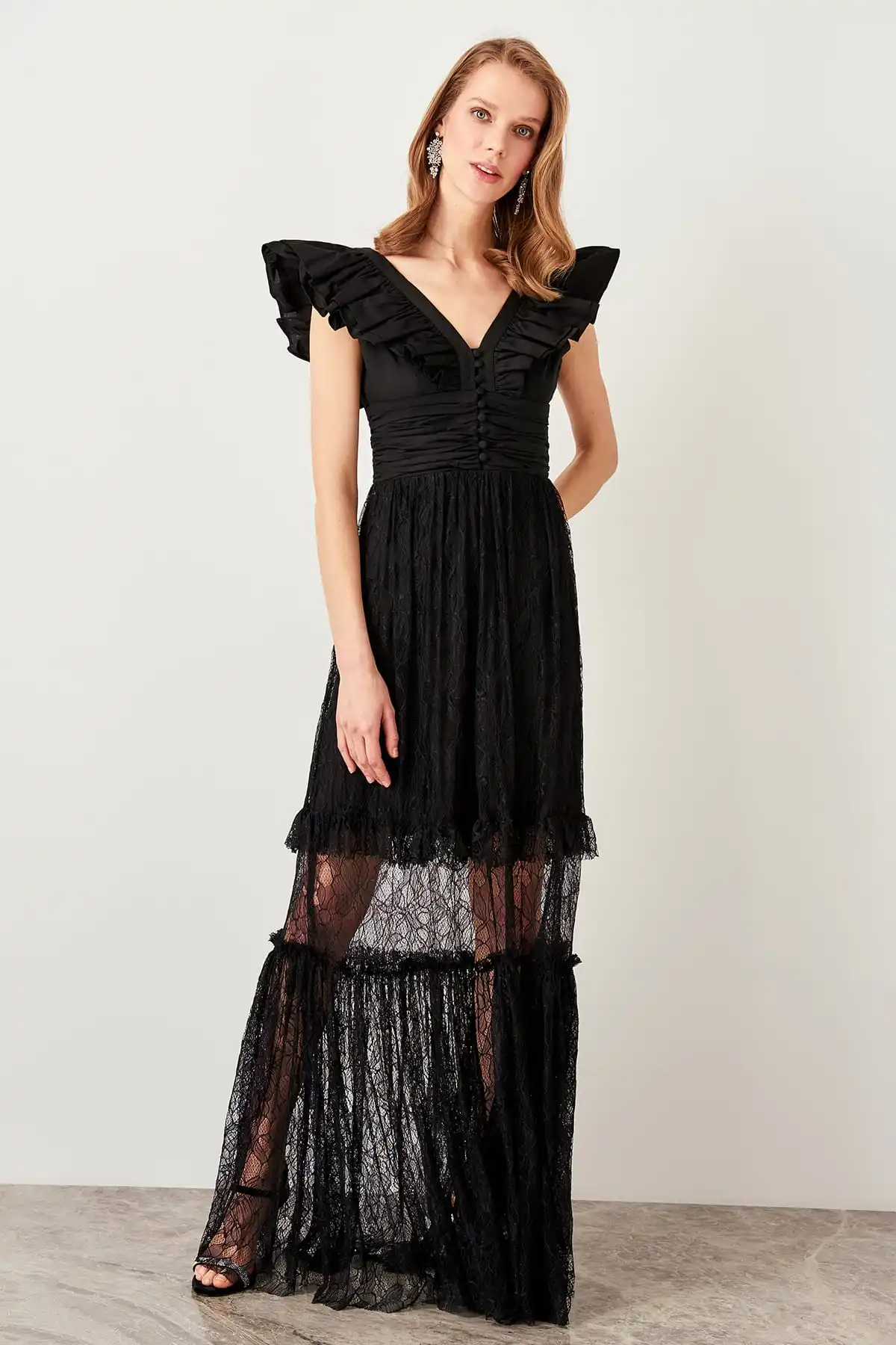 Trendyol Drapeli кружевное вечернее платье TPRSS19FZ0208|Вечерние платья| |