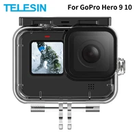 telesin 60m waterproof case underwater tempered glass lens diving housing cover for gopro hero 9 10 black camera accessories