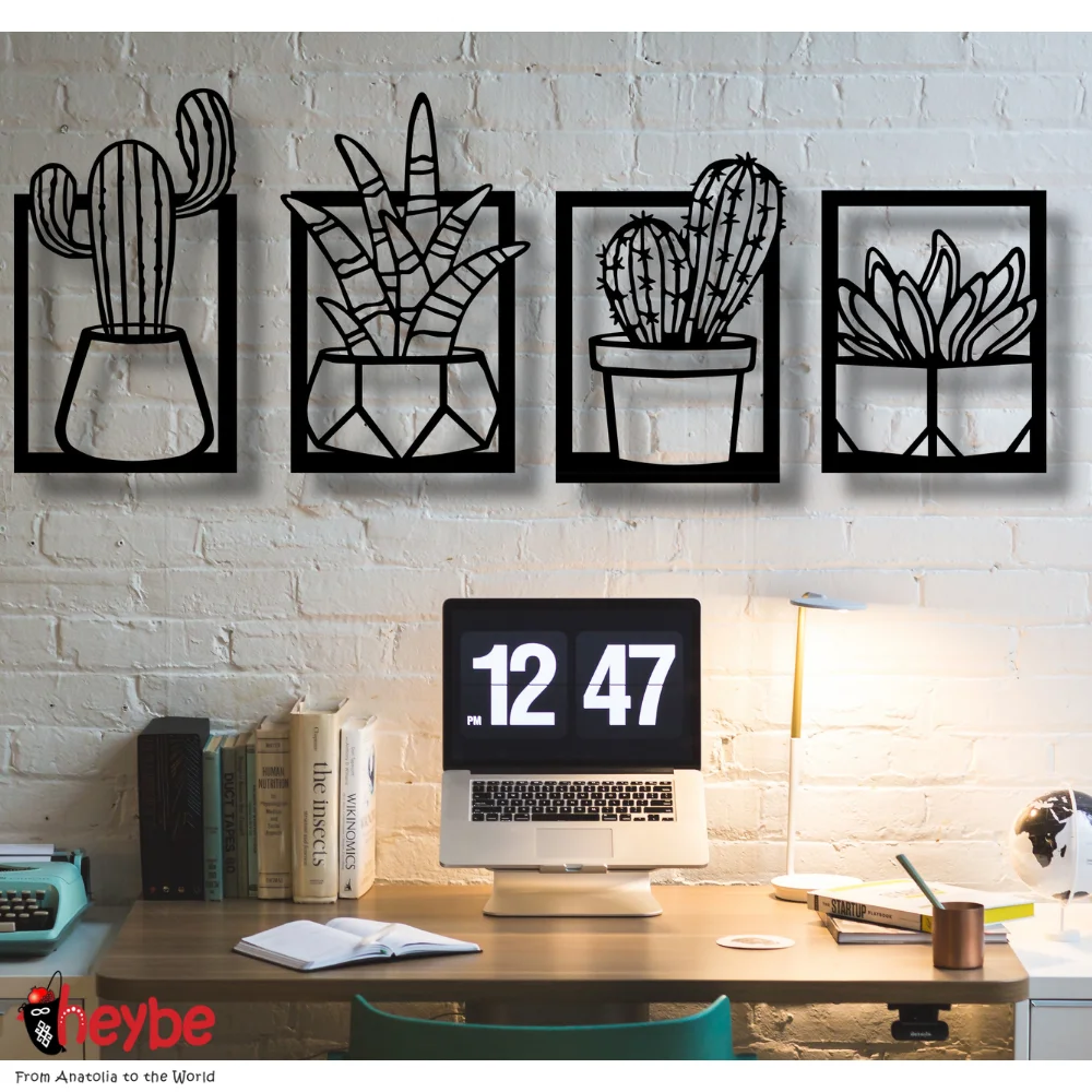 Деревянная ваза для цветов кактуса Настенное художественное оформление