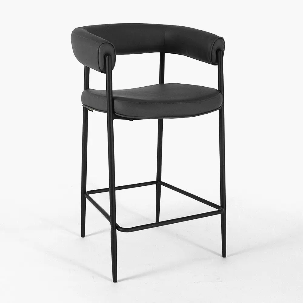 Стул полубарный Манчестер темно-серая экокожа ножки металл черный для кафе