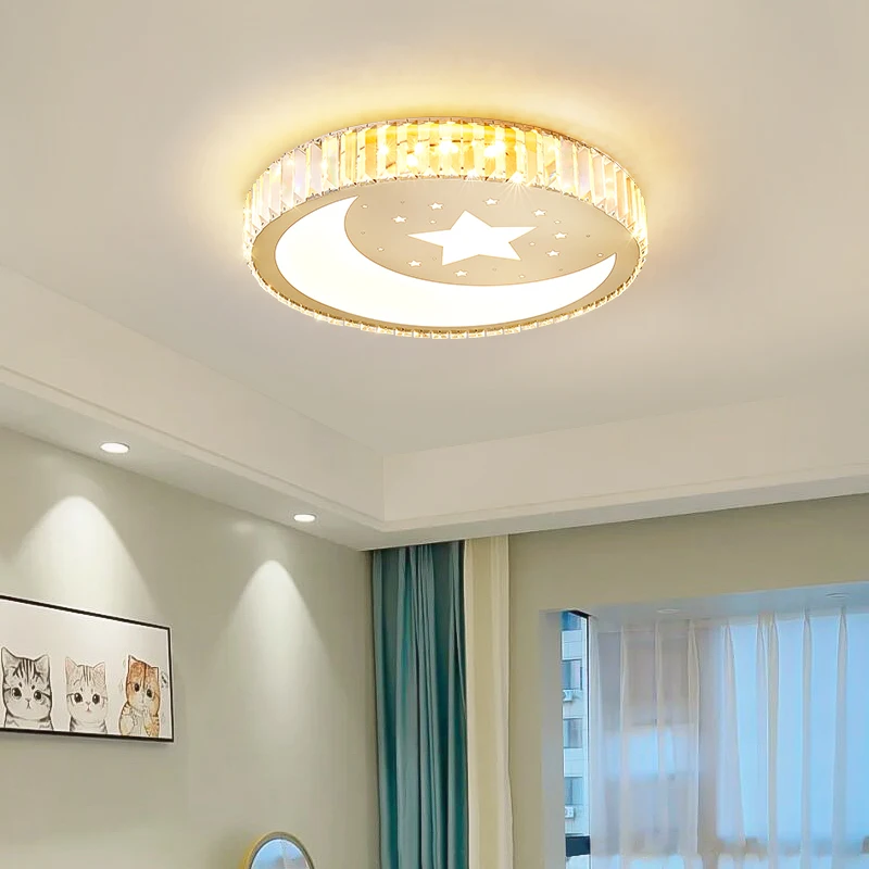 Современная хрустальная Светодиодная потолочная лампа для спальни гостиной