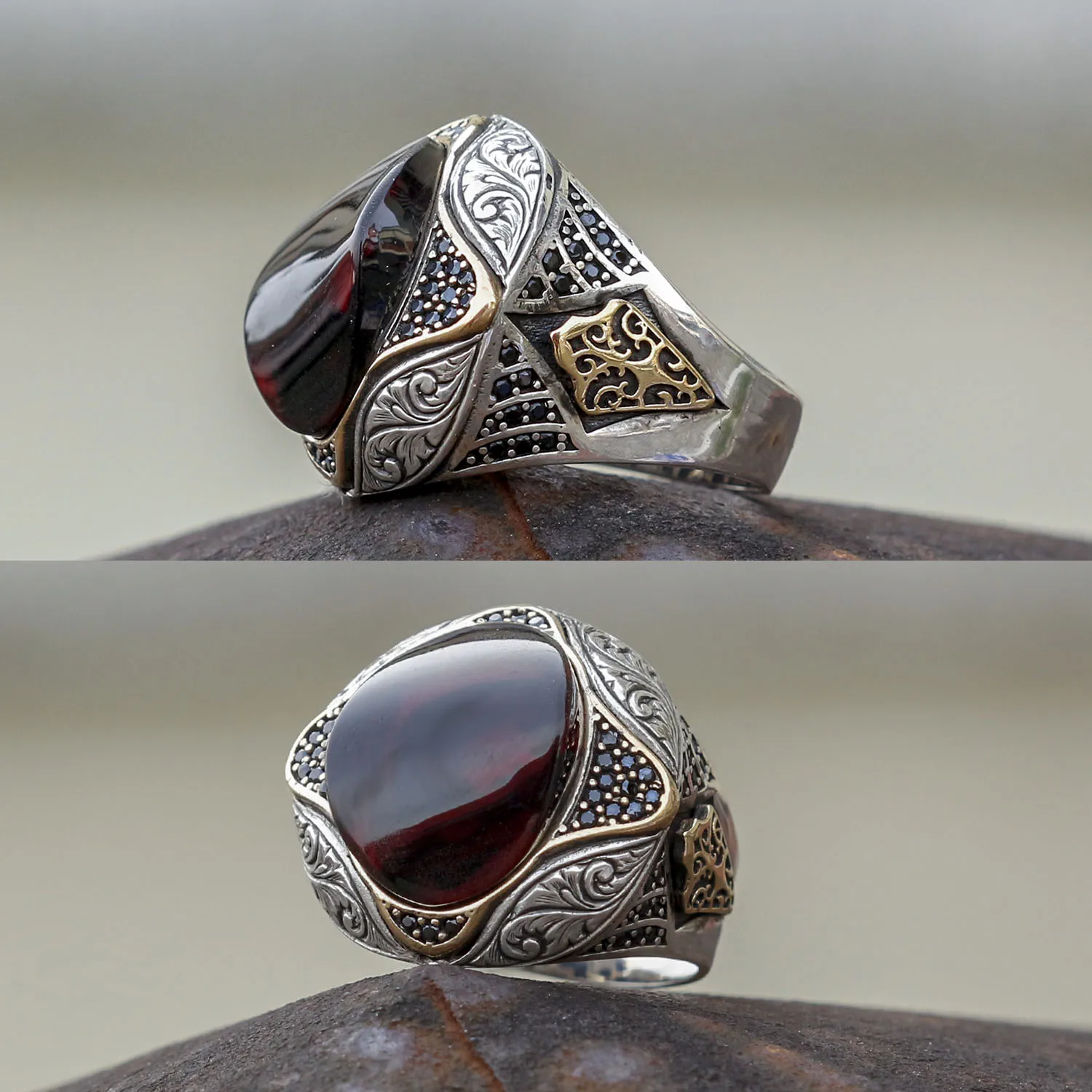 

Ala Series | Asymmetric Cut Fire Amber Silver Ring Fashion Turkish Premium Quality Handmade Jawelery