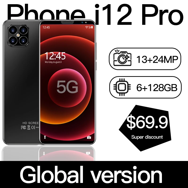 Телефон i12 pro 6 ГБ 128 5G глобальная версия смартфон 1 10 ядерный подключается к сети 4g