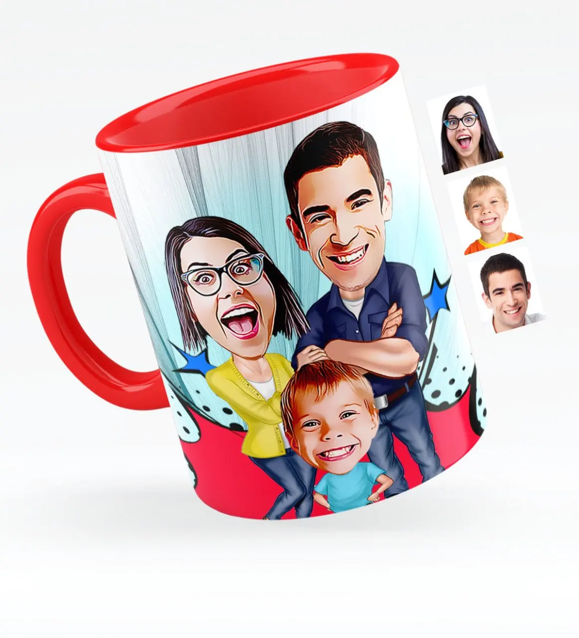

Personalized Family Caricature Of Red Mug Cup-1