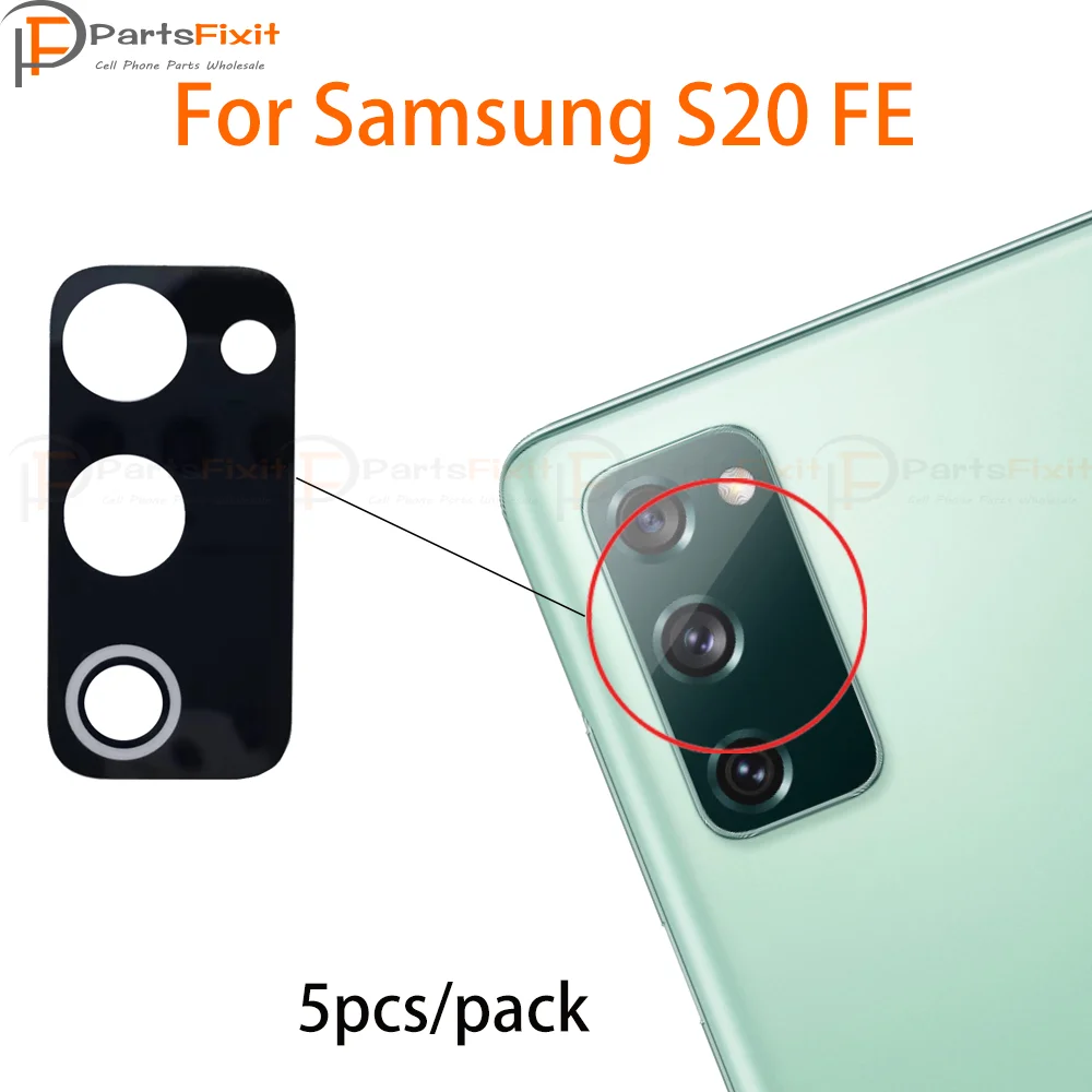 

5 шт./упак. объектив задней камеры для Samsung S20 FE S20FE, стеклянный объектив задней камеры с клейкой наклейкой, запасные части