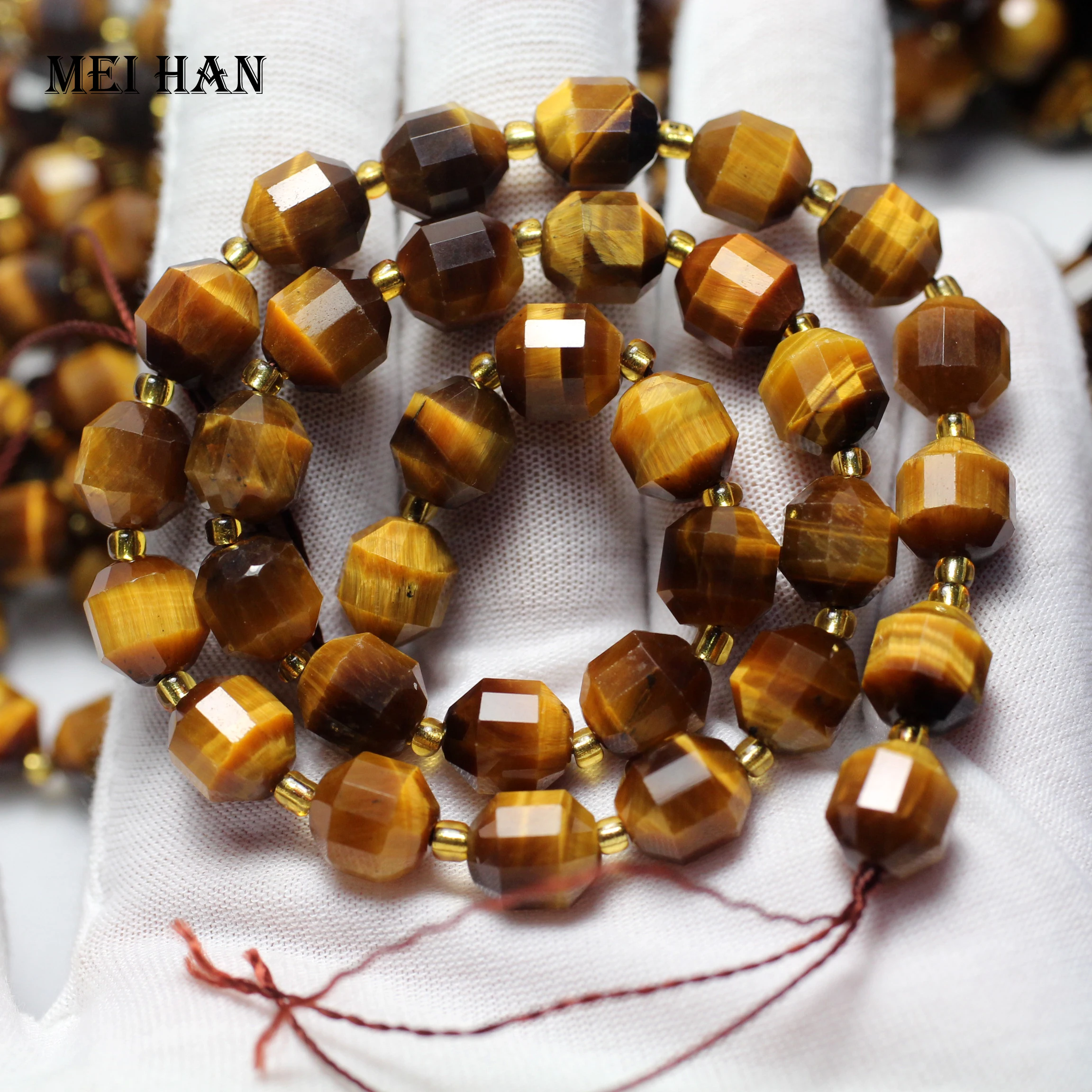 Бесплатная доставка (1 нить) коричневый тигровый глаз 9*10 мм граненые острые