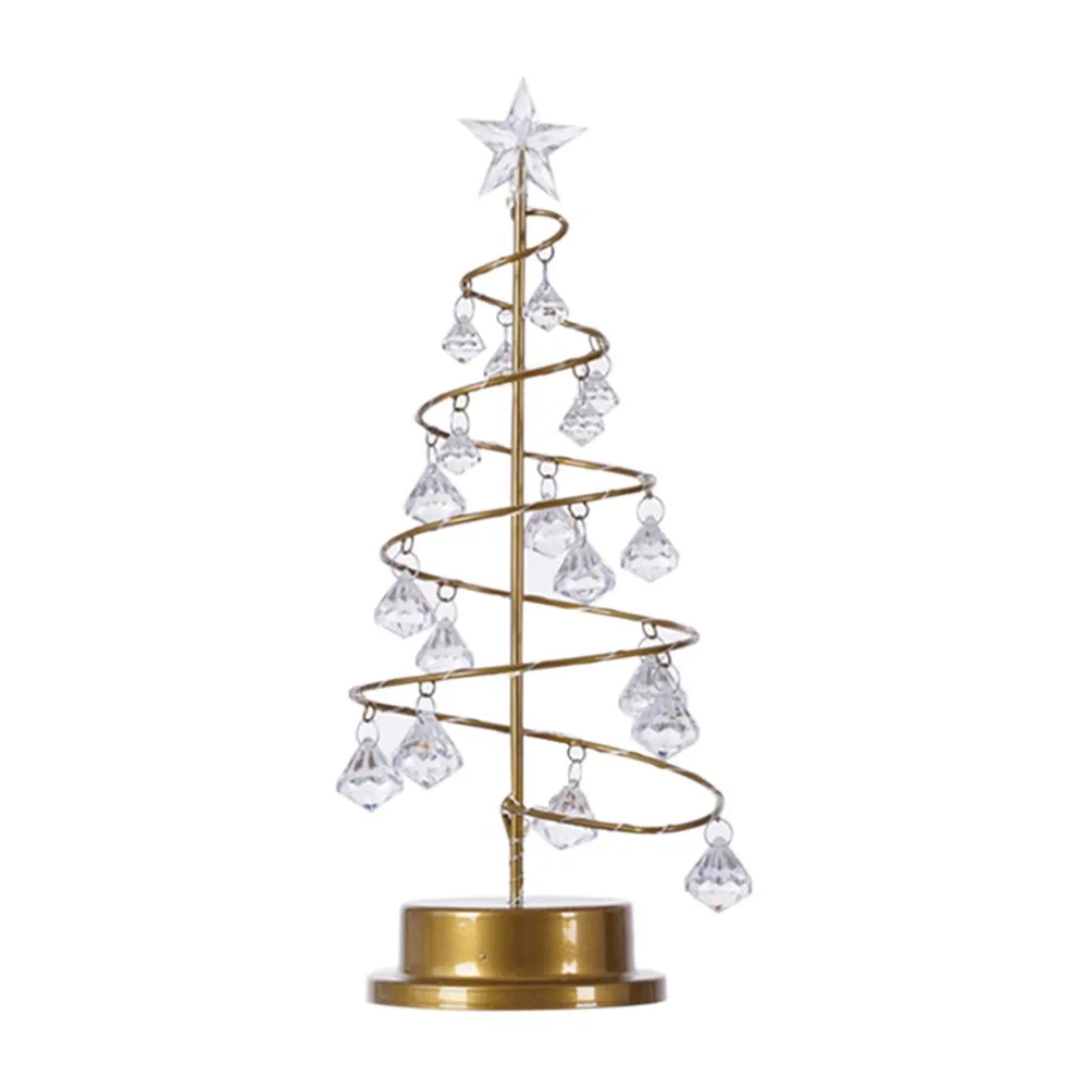 Christmas Led Tree Light Home Party Wedding Festival Tabletop Decor Warm White Decorative Lamp with Crystal Pendant