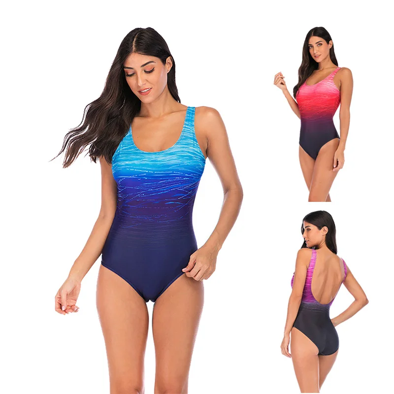 Размера плюс 2019 сексуальный сплошной купальник с глубоким U образным вырезом