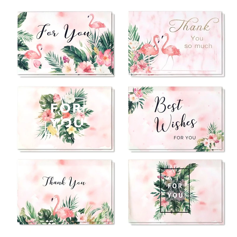 6 открыток с конвертами Фламинго поздравительная открытка на день рождения