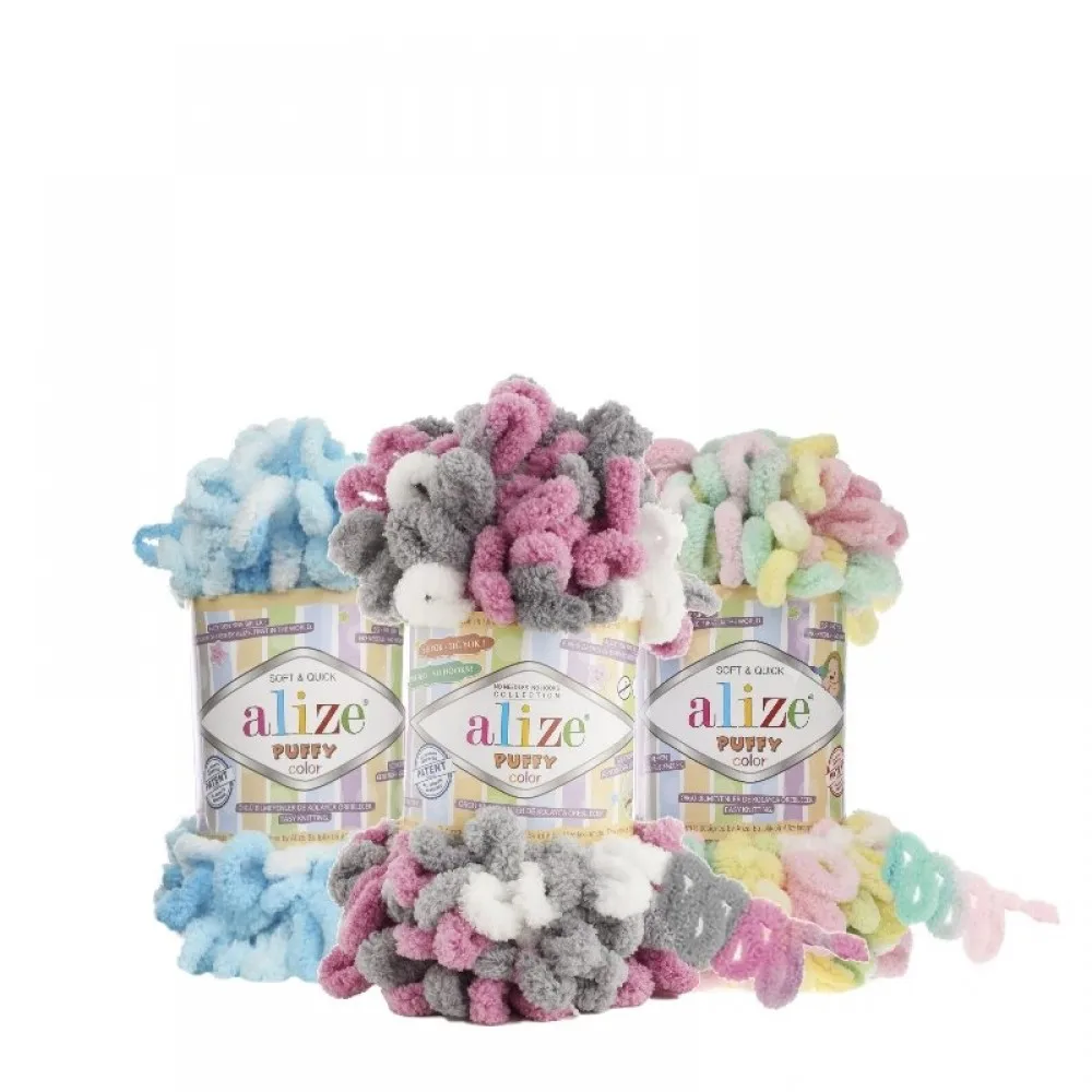 

Alize Puffy 5x100 Gr Knitting Yarn No Needles Finger Loop DIY Colorful Fabric Blanket Sweater Amigurumi %100 Micropolyester