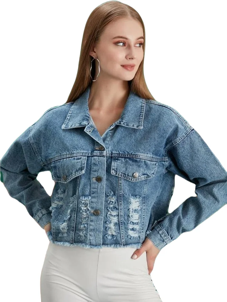 

Women's New Season Latest Trend At Waist Ripped Detaylı Pockets Fashionable, Convenient and Comfortable Denim Jacket