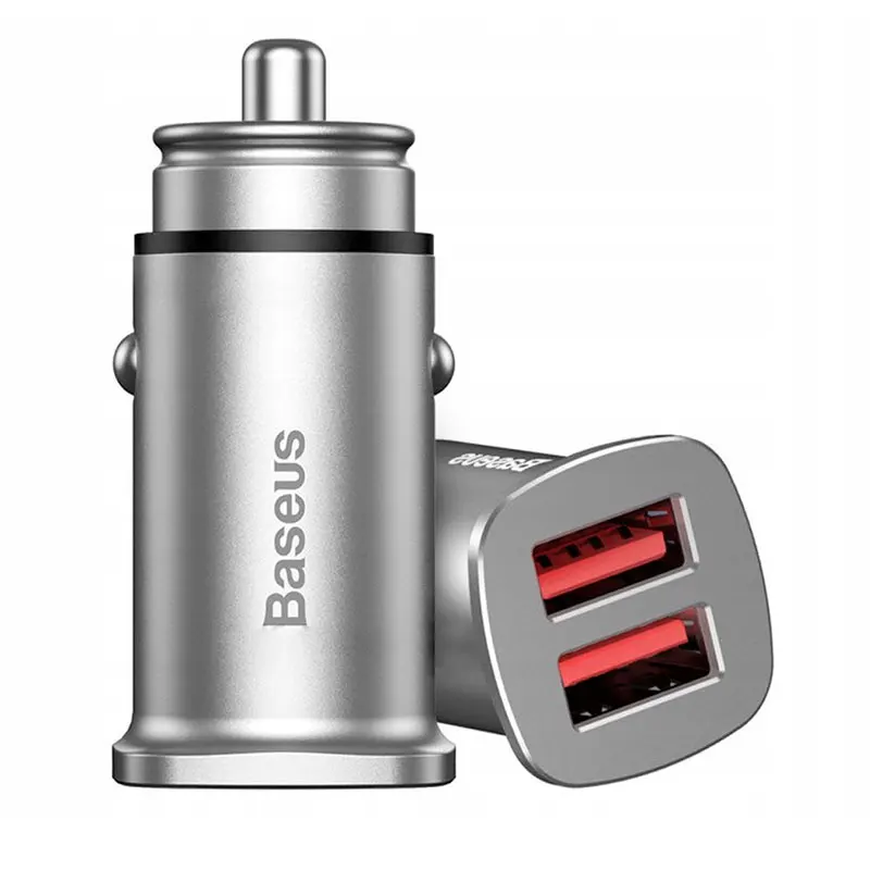 Автомобильное зарядное устройство быстрое QC 3.0 2xUSB Baseus Square Metal (CCALL DS0S)