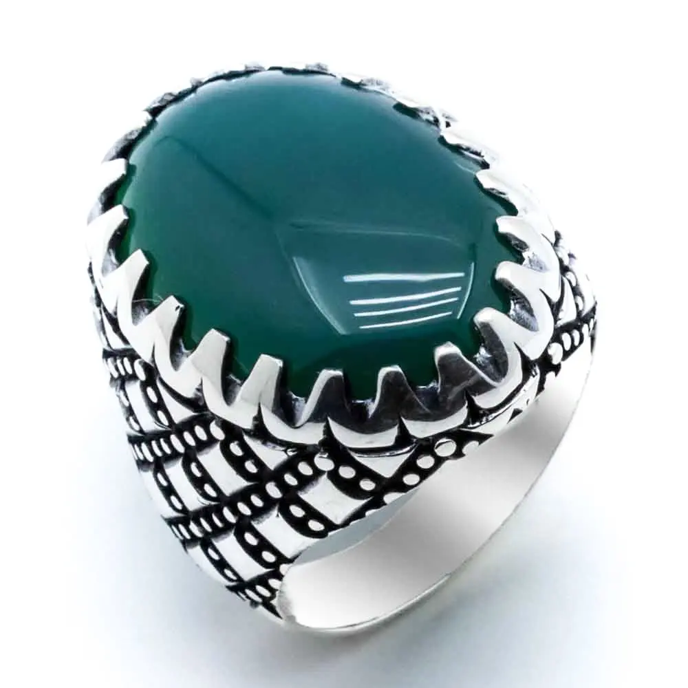 Овальное искусственное серебряное кольцо