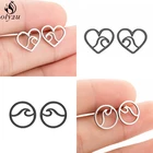 Серьги-гвоздики из нержавеющей стали в форме сердца