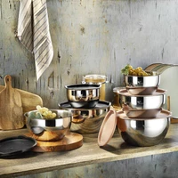 Best Quality Steel 3Pcs Rose Mixing Storage Container Set Kitchen Accessory Dinnerware Storage Container Home Appliances