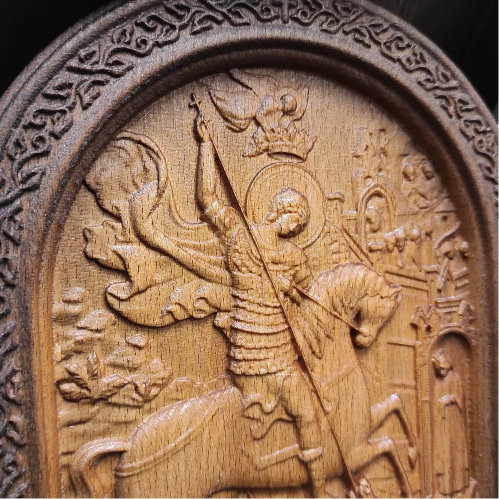 Георгий Резная икона Чудо Святого Георгия о змие (Георгий Победоносец) размером