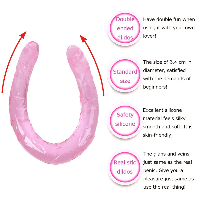 Длинный мягкий гелевый фаллоимитатор двойной реалистичный Анальная пробка для